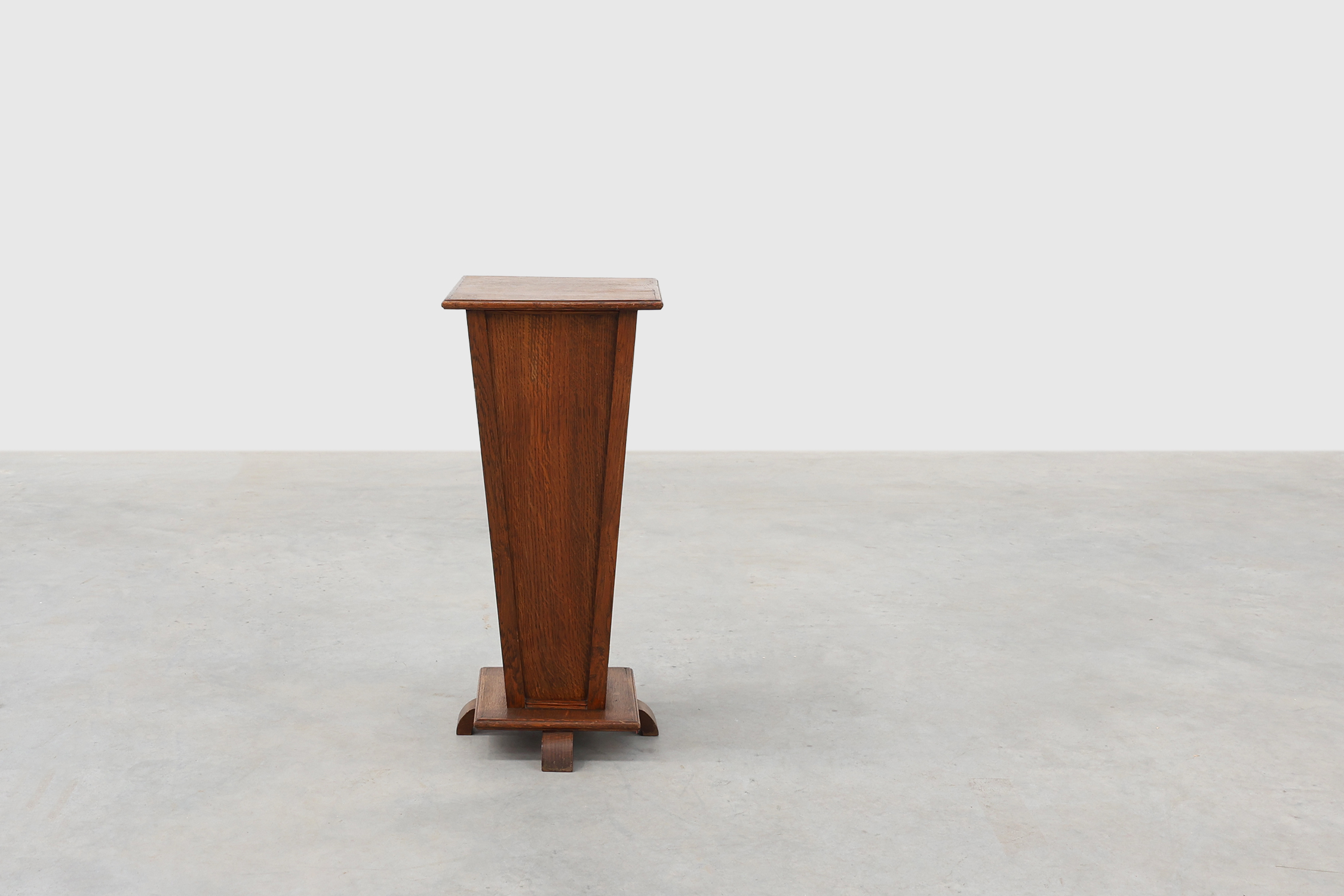 French Art Deco Solid Oak Pedestal or Plant Stand, Display Column, ca 1925thumbnail
